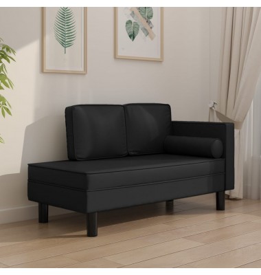  Poilsio sofa su pagalvėmis ir ilga pagalve, juoda, dirbtinė oda - Sofos, sofos-lovos - 1