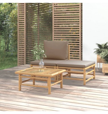 Sodo komplektas su taupe pagalvėlėmis, 3 dalių, bambukas - Moduliniai lauko baldai - 1