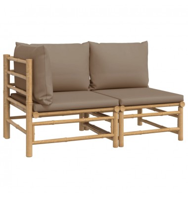  Sodo komplektas su taupe pagalvėlėmis, 2 dalių, bambukas - Moduliniai lauko baldai - 2