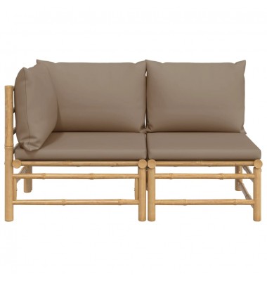  Sodo komplektas su taupe pagalvėlėmis, 2 dalių, bambukas - Moduliniai lauko baldai - 3