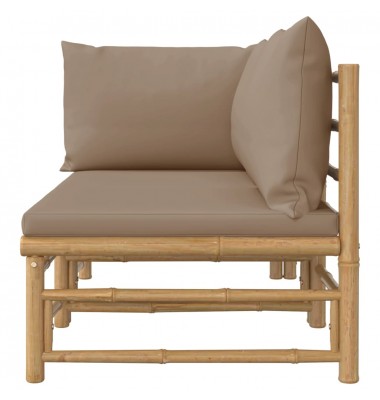  Sodo komplektas su taupe pagalvėlėmis, 2 dalių, bambukas - Moduliniai lauko baldai - 4