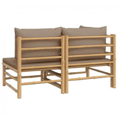  Sodo komplektas su taupe pagalvėlėmis, 2 dalių, bambukas - Moduliniai lauko baldai - 5