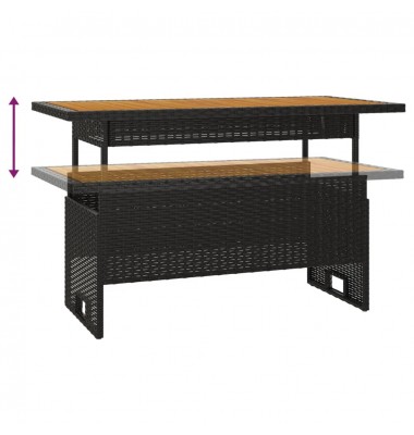  Sodo stalas, juodas, 100x50x43/63cm, akacija ir poliratanas - Lauko stalai, staliukai - 5