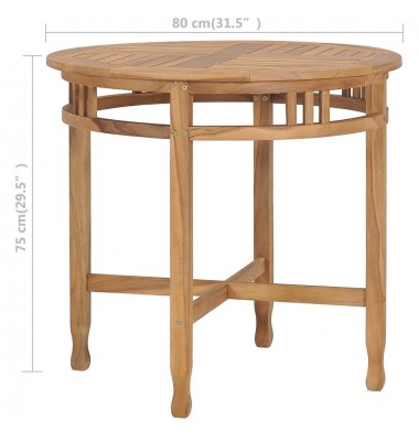  Valgomojo stalas, tikmedžio medienos masyvas, 80cm skersmens - Stalai - 6