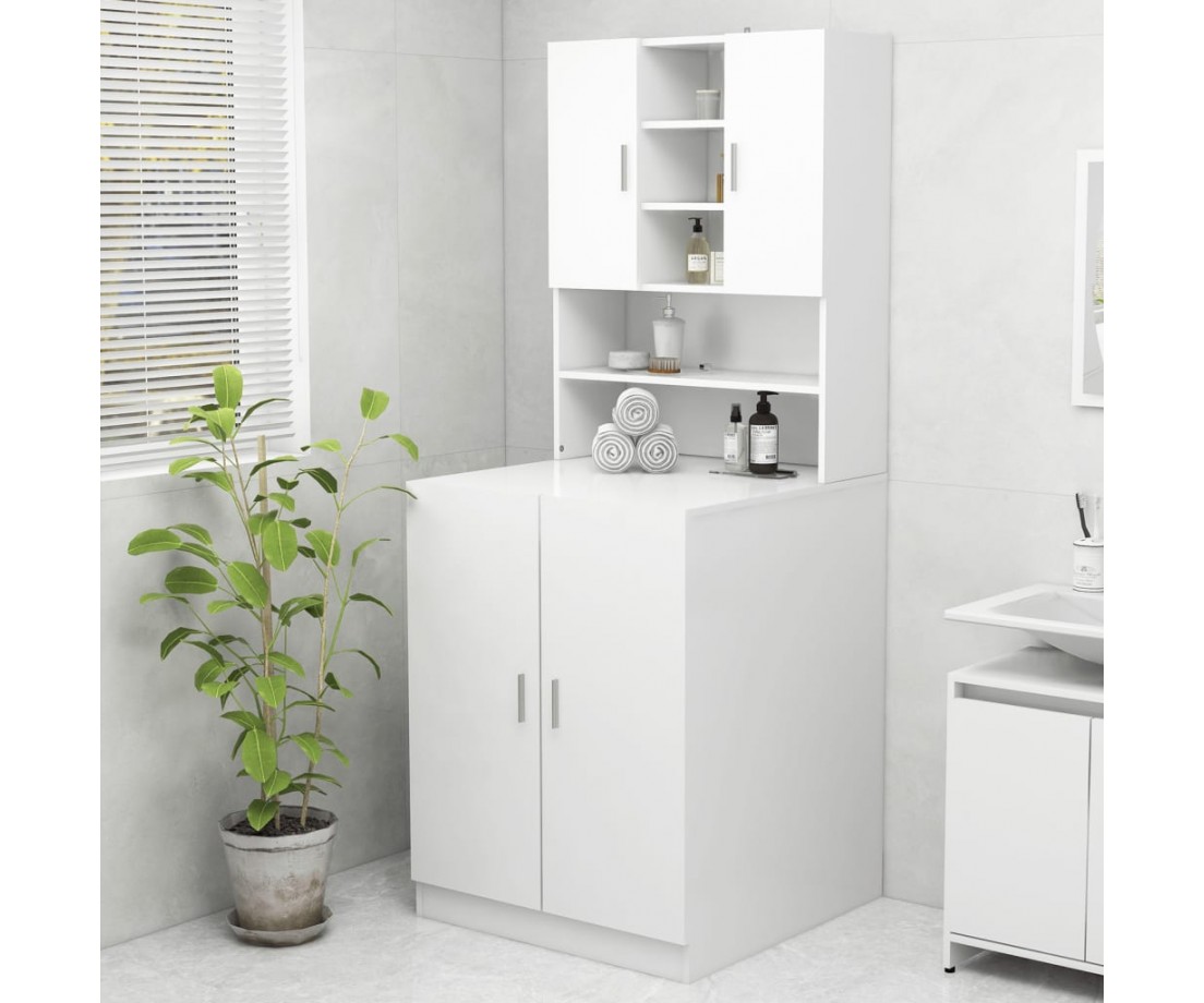 Skalbimo mašinos spintelė, baltos spalvos, 70,5x25,5x90cm - Spintelės skalbimo mašinoms - 1 Skalbimo mašinos spintelė, baltos spalvos, 70,5x25,5x90cm - Spintelės skalbimo mašinoms - 1