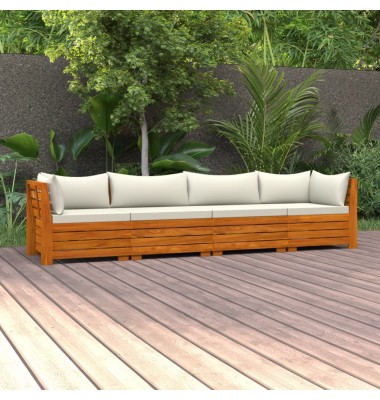  Keturvietė sodo sofa su pagalvėlėmis, akacijos medienos masyvas - Lauko baldų komplektai - 1