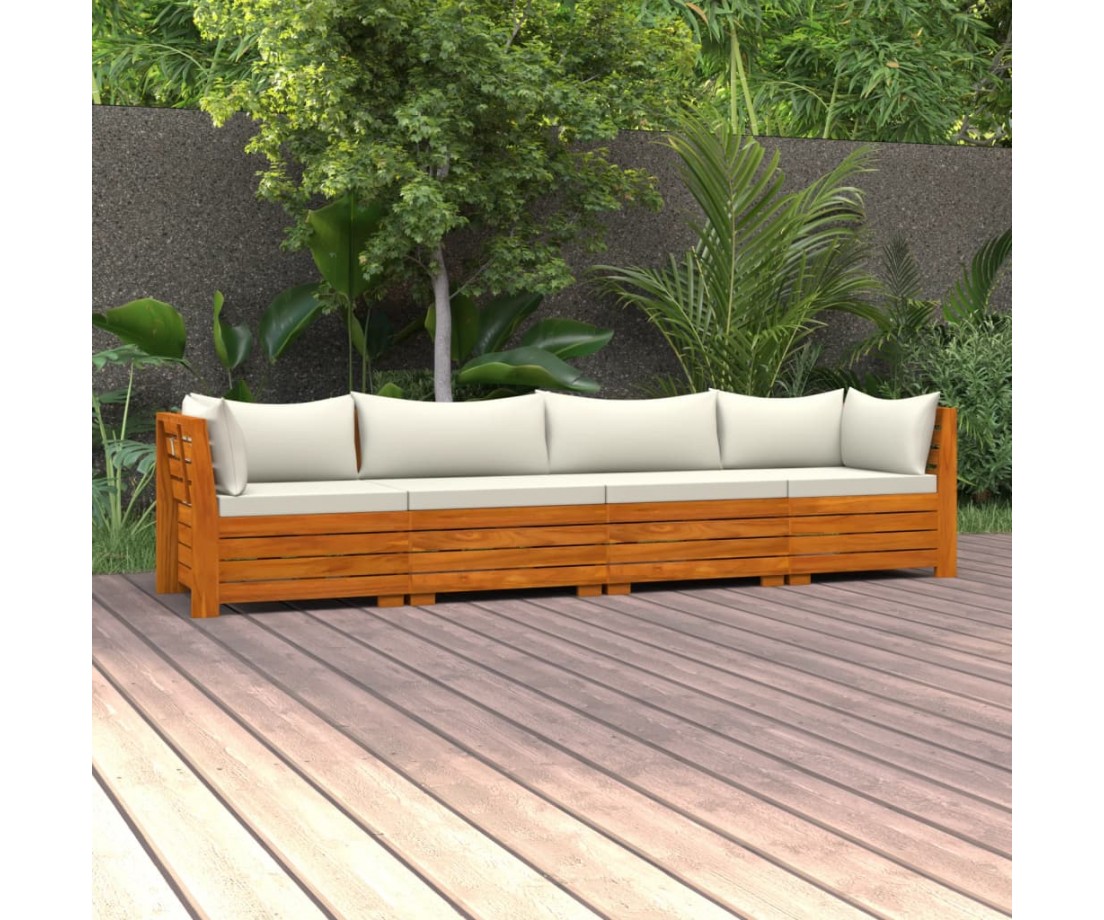  Keturvietė sodo sofa su pagalvėlėmis, akacijos medienos masyvas - Lauko baldų komplektai - 1