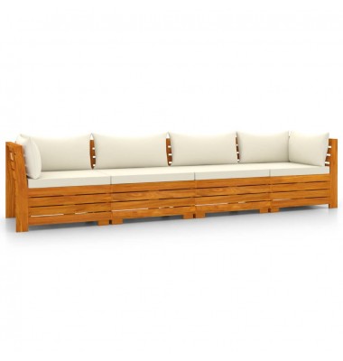 Keturvietė sodo sofa su pagalvėlėmis, akacijos medienos masyvas - Lauko baldų komplektai - 2