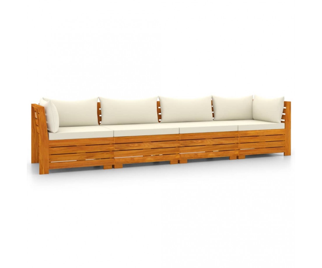  Keturvietė sodo sofa su pagalvėlėmis, akacijos medienos masyvas - Lauko baldų komplektai - 2