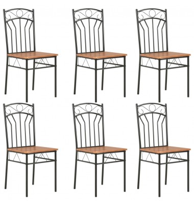  Valgomojo kėdės, 6 vnt., rudos spalvos, MDF - Valgomojo Kėdės - 1