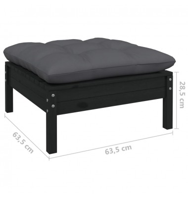  Sodo komplektas su pagalvėmis, 8 dalių, juodas, pušies mediena - Lauko baldų komplektai - 9