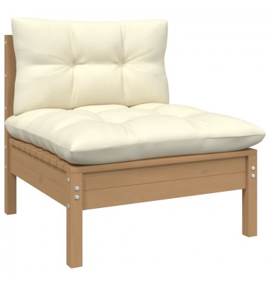  Dvivietė sodo sofa su kreminėmis pagalvėlėmis, pušies masyvas - Moduliniai lauko baldai - 2