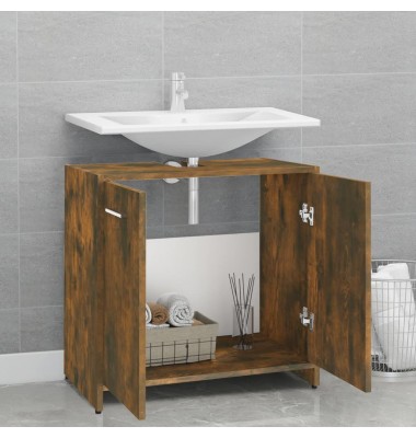Vonios spintelė, dūminio ąžuolo, 60x33x60cm, apdirbta mediena - Vonios spintelės, veidrodžiai - 3