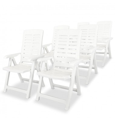  Atlošiamos sodo kėdės, 6 vnt., plastikas, balta sp. - Lauko kėdės - 1