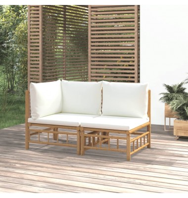  Sodo komplektas su kreminėmis pagalvėmis, 2 dalių, bambukas - Moduliniai lauko baldai - 1
