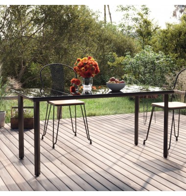  Sodo valgomojo stalas, juodas, 160x80x74cm, plienas ir stiklas - Lauko stalai, staliukai - 1