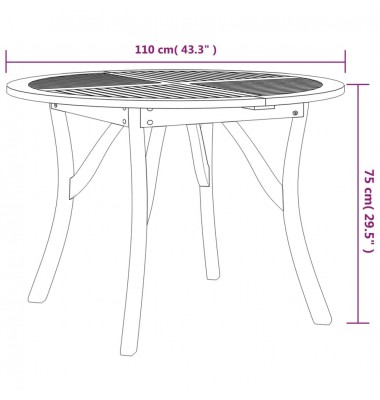  Sodo stalas, 110cm skersmens, akacijos medienos masyvas - Lauko stalai, staliukai - 6