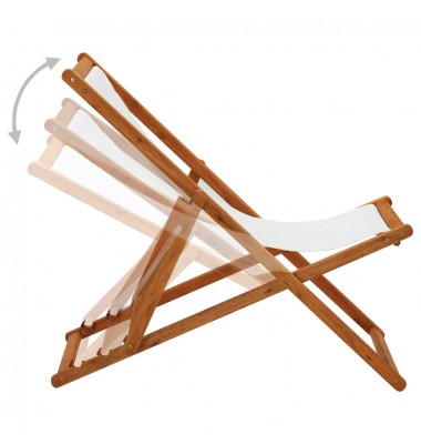  Sulankstoma paplūdimio kėdė, kreminė, eukaliptas ir audinys - Lauko kėdės - 3