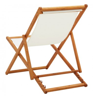  Sulankstoma paplūdimio kėdė, kreminė, eukaliptas ir audinys - Lauko kėdės - 4