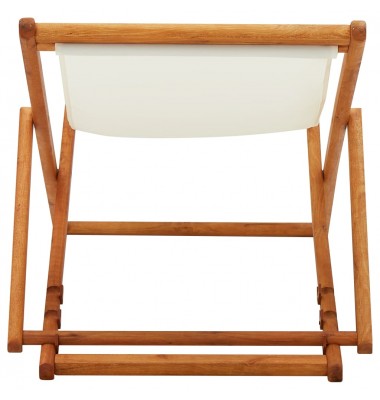  Sulankstoma paplūdimio kėdė, kreminė, eukaliptas ir audinys - Lauko kėdės - 5