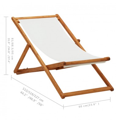  Sulankstoma paplūdimio kėdė, kreminė, eukaliptas ir audinys - Lauko kėdės - 9
