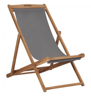  Sulankstoma paplūdimio kėdė, pilka, tikmedžio medienos masyvas - Lauko kėdės - 1