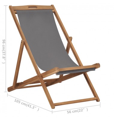  Sulankstoma paplūdimio kėdė, pilka, tikmedžio medienos masyvas - Lauko kėdės - 8