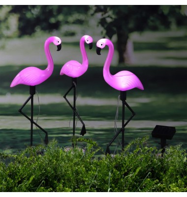 HI Saulės energija įkraunamas LED sodo papuošimas Flamingo, 3vnt. - Lauko apšvietimas - 1