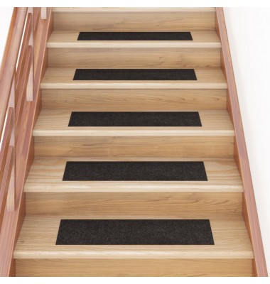  Lipnūs laiptų kilimėliai, 15vnt., rudi, 76x20cm, stačiakampiai - Laiptų kilimėliai - 1