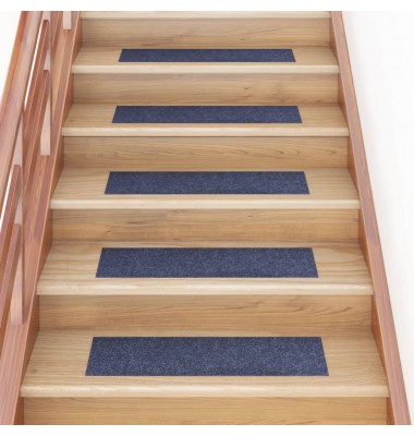  Lipnūs laiptų kilimėliai, 15vnt., pilkai mėlyni, 76x20cm - Laiptų kilimėliai - 1