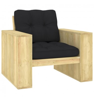  Sodo kėdė su juodomis pagalvėlėmis, impregnuota pušies mediena - Lauko kėdės - 1