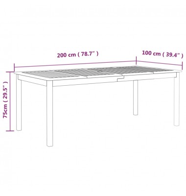  Sodo stalas, pilkas, 200x100x75cm, akacijos medienos masyvas - Lauko stalai, staliukai - 7