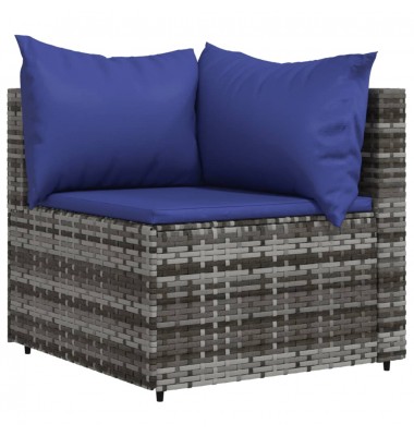 Kampinės sofos su pagalvėlėmis, 2vnt., pilkos, poliratanas - Lauko sofos, lovos - 3