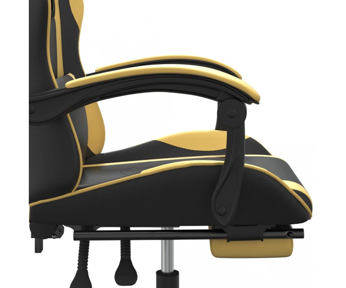  Pasukama žaidimų kėdė su pakoja, juoda ir auksinė, dirbtinė oda - Žaidimų kėdės - 8
