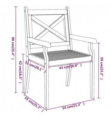  Lauko valgomojo kėdės, 3vnt., akacijos medienos masyvas - Lauko kėdės - 8
