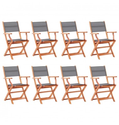  Sodo kėdės, 8vnt., pilkos, eukalipto masyvas ir tekstilenas - Lauko kėdės - 1