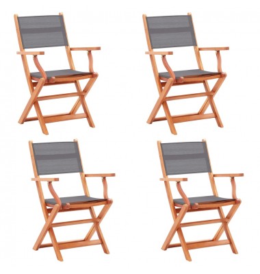  Sodo kėdės, 4vnt., pilkos, eukalipto masyvas ir tekstilenas  - Lauko kėdės - 1