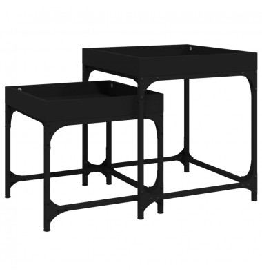  Šoniniai staliukai, 2vnt., juodos spalvos, apdirbta mediena - Kavos staliukai - 2