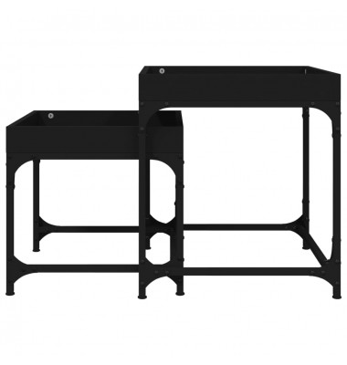  Šoniniai staliukai, 2vnt., juodos spalvos, apdirbta mediena - Kavos staliukai - 6
