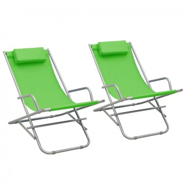  Supamos kėdės, 2vnt., žalios spalvos, plienas   - Gultai, šezlongai - 1