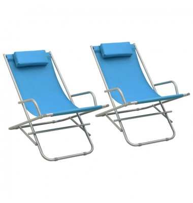  Supamos kėdės, 2vnt., mėlynos spalvos, plienas  - Gultai, šezlongai - 1