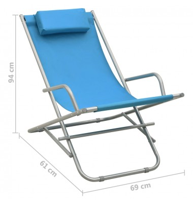  Supamos kėdės, 2vnt., mėlynos spalvos, plienas  - Gultai, šezlongai - 9