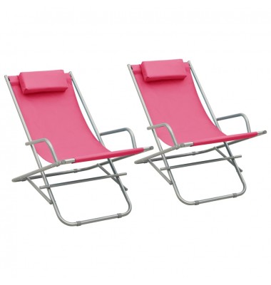  Supamos kėdės, 2vnt., rožinės spalvos, plienas  - Gultai, šezlongai - 1