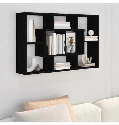  Sieninė lentyna, juodos spalvos, 85x16x52,5cm, apdirbta mediena - Pakabinamos lentynos, spintelės - 1