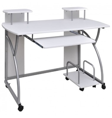  Kompiuterio stalas, baltas, 110x52x88,5cm, apdirbta mediena - Rašomieji stalai - 1