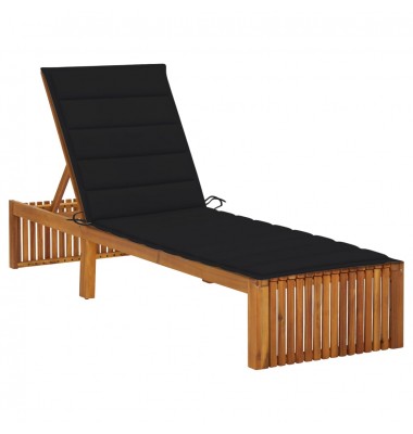  Saulės gultas su čiužinuku, akacijos medienos masyvas - Gultai, šezlongai - 1
