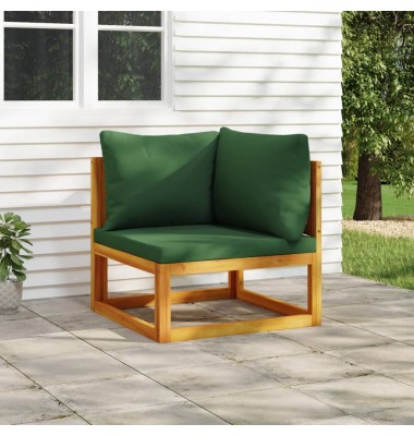  Modulinė kampinė sofos dalis su žaliomis pagalvėlėmis, akacija - Moduliniai lauko baldai - 1