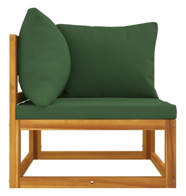  Modulinė kampinė sofos dalis su žaliomis pagalvėlėmis, akacija - Moduliniai lauko baldai - 4