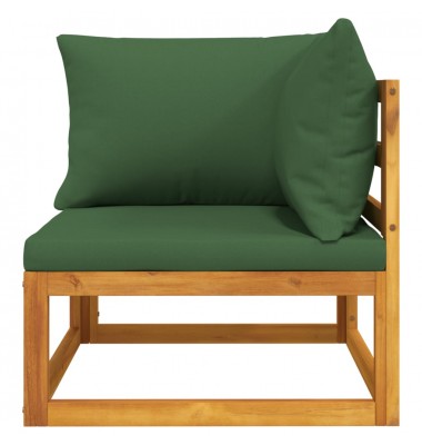  Modulinė kampinė sofos dalis su žaliomis pagalvėlėmis, akacija - Moduliniai lauko baldai - 5