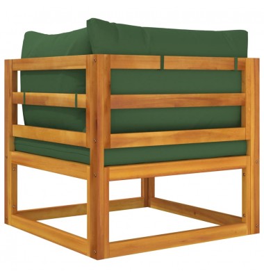  Modulinė kampinė sofos dalis su žaliomis pagalvėlėmis, akacija - Moduliniai lauko baldai - 6